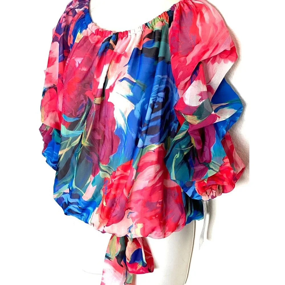 NEW Prelude Womens Floral Blouse 3/4 Sleeve Scoop Neck Pullover Top S - Picture 3 of 12